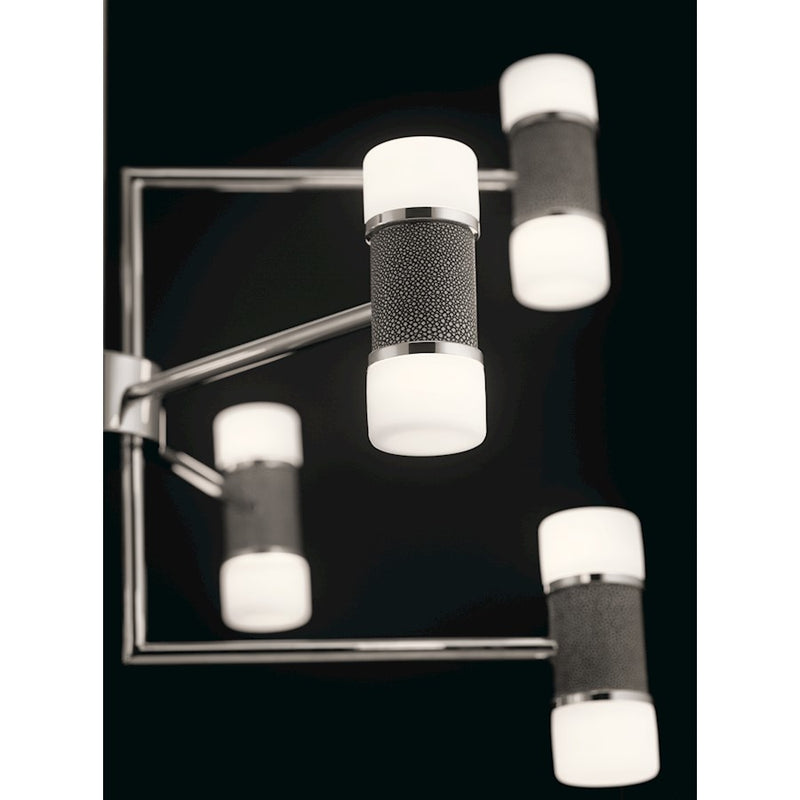 Kichler Vey 26in 15-Light Chandelier | Contemporary Polished Nickel and Faux Shagreen Shades | Living Room & Dining Room | 2300 Lumens | Model 84124