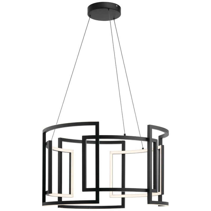 Kichler Melko 32in 9-Light Pendant | Contemporary Black Aluminum | Dining Room & Kitchen Island | 19 in H | Model 84134