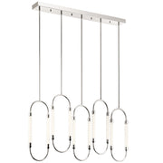 Kichler Delsey 49in 5-Light Linear Chandelier | Contemporary Polished Nickel and Clear Twisted Glass | Dining Room & Living Room | Model 84147