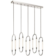 Kichler Delsey 49in 5-Light Linear Chandelier | Contemporary Polished Nickel and Clear Twisted Glass | Dining Room & Living Room | Model 84147