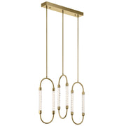 Kichler Delsey 32in 3-Light Linear Chandelier | Contemporary Champagne Gold and Clear Twisted Glass | Kitchen Island & Dining Room | Model 84148