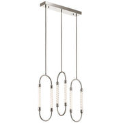 Kichler Delsey 32in 3-Light Linear Chandelier | Contemporary Polished Nickel and Clear Twisted Glass | Dining Room & Kitchen Island | Model 84149