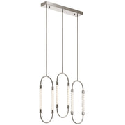 Kichler Delsey 32in 3-Light Linear Chandelier | Contemporary Polished Nickel and Clear Twisted Glass | Dining Room & Kitchen Island | Model 84149