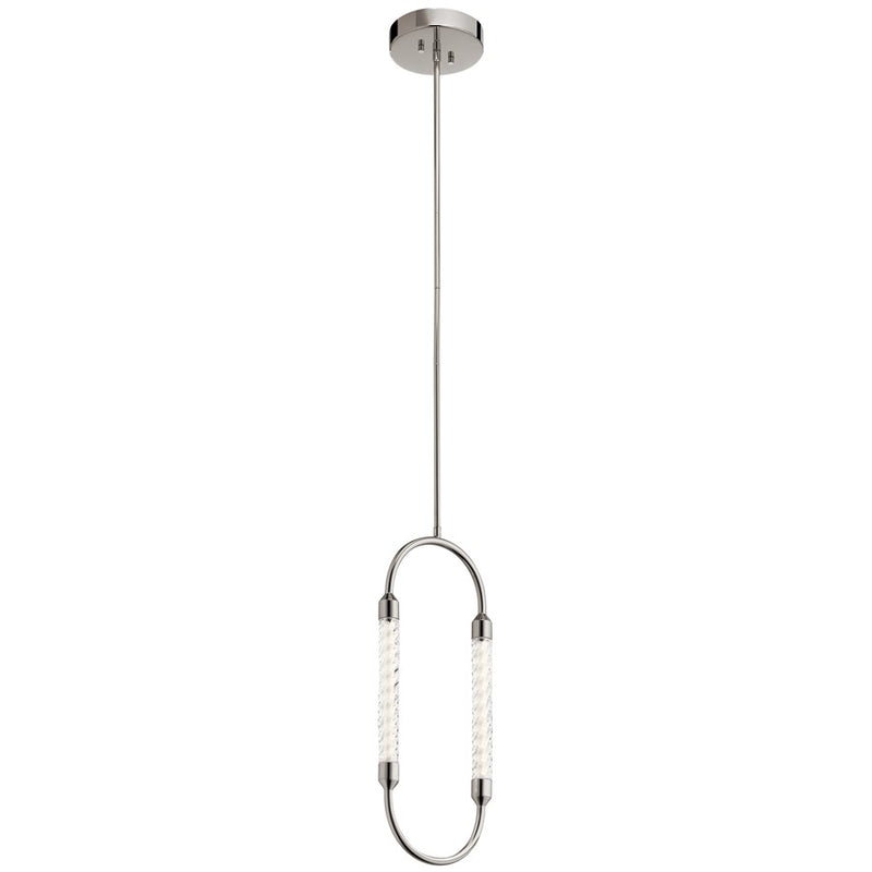 Kichler Delsey 1-Light LED Mini Pendant | Contemporary Polished Nickel and Clear Twisted Glass | Kitchen Island & Dining Room | Model 84151
