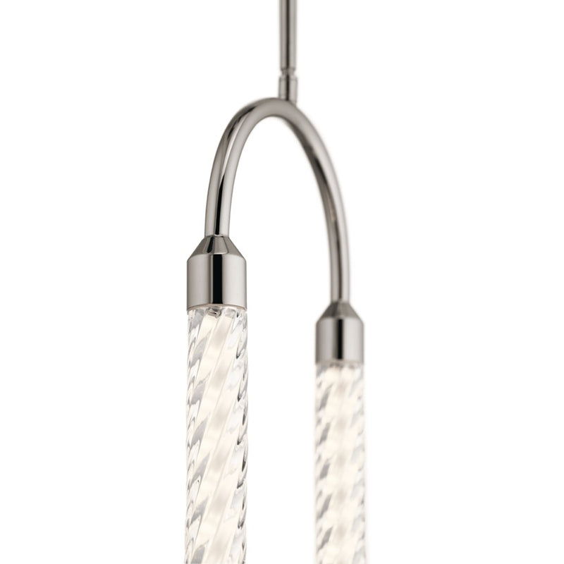 Kichler Delsey 1-Light LED Mini Pendant | Contemporary Polished Nickel and Clear Twisted Glass | Kitchen Island & Dining Room | Model 84151