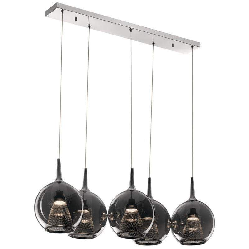 Kichler Zin 3-Light Cluster Pendant | Contemporary Chrome and Smoked Glass | Living Room & Dining Room | 21in Wide, 325 Lumens per Light | Model 84155