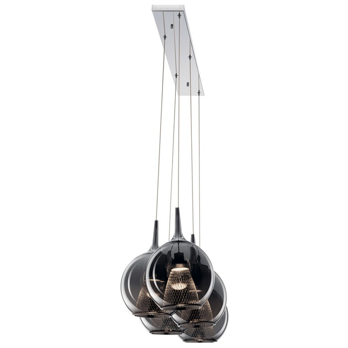 Kichler Zin 5 Light Pendant, Chrome/Smoked