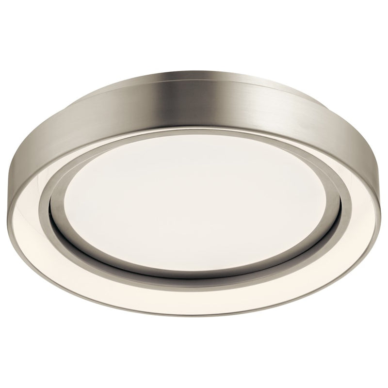 Kichler Fornello 14in LED Flush Mount | Contemporary Brushed Nickel and Glossy White Interior | Hallways & Bedrooms | 1100 Lumens | Model 84156