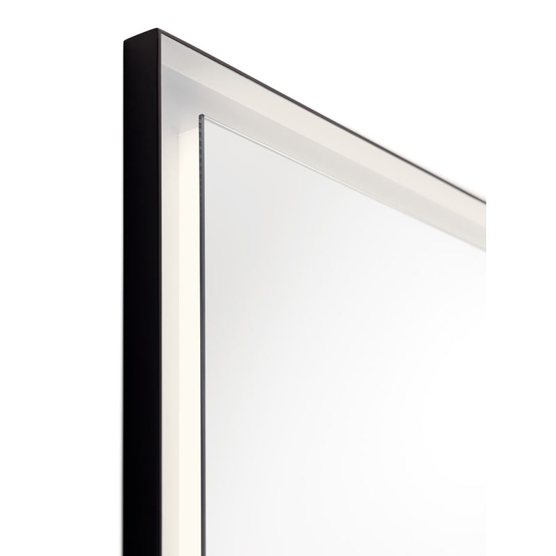 Kichler Ryame 24in Lighted Mirror | Contemporary Matte Black Steel Frame | Bathroom & Entryway | 23.5 x 23.6 x 31.5 in | Model 84167