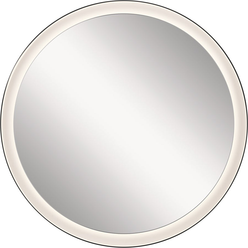 Kichler Ryame Round Lighted Mirror, Matte Black/Mirror