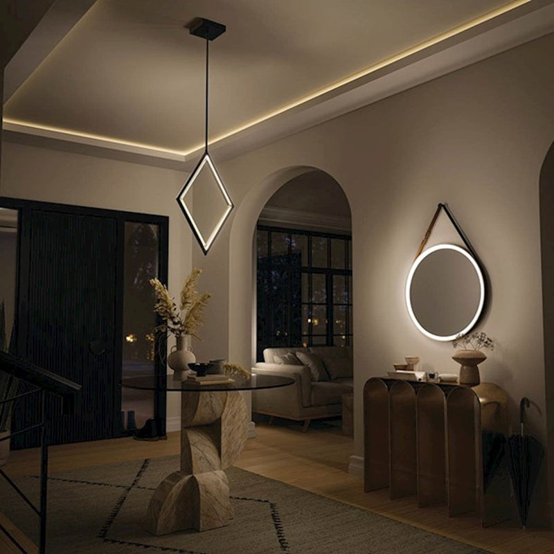 Kichler Darski 17in 1-Light LED Pendant | Modern Matte Black Steel | Kitchen Island & Dining Room | 1000 Lumens 3000K Dimmable | Model 84310MBK