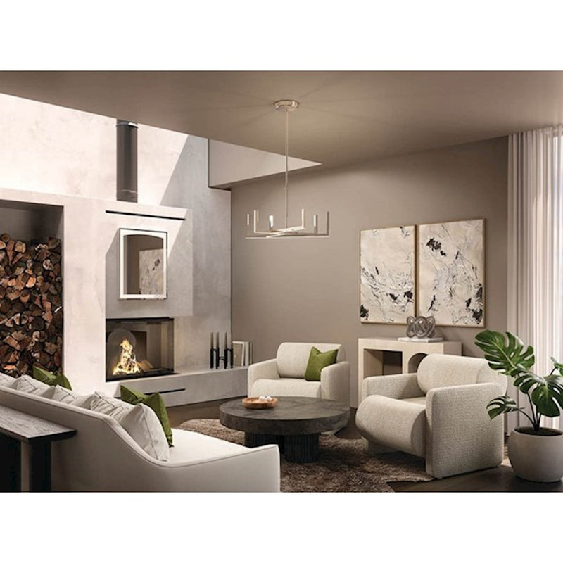 Kichler Priam 6-Light LED Chandelier | White Steel | Dining Room & Living Room | 2200 Lumens, 3000K, Dimmable | Model 84313WH