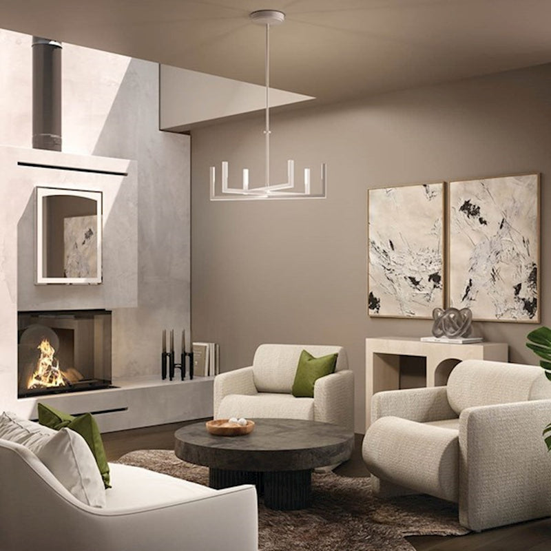 Kichler Priam 6-Light LED Chandelier | White Steel | Dining Room & Living Room | 2200 Lumens, 3000K, Dimmable | Model 84313WH