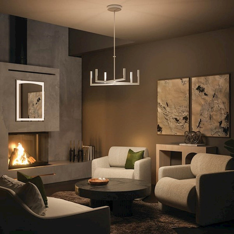 Kichler Priam 6-Light LED Chandelier | White Steel | Dining Room & Living Room | 2200 Lumens, 3000K, Dimmable | Model 84313WH