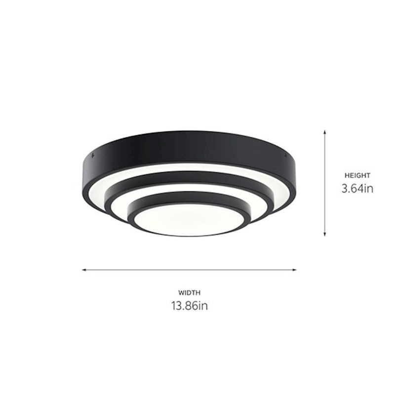 Kichler Dombard 14in 1-Light Flush Mount | Modern Matte Black Steel | Bedroom & Hallway | 1100 Lumens 3000K Dimmable | Model 84320MBK