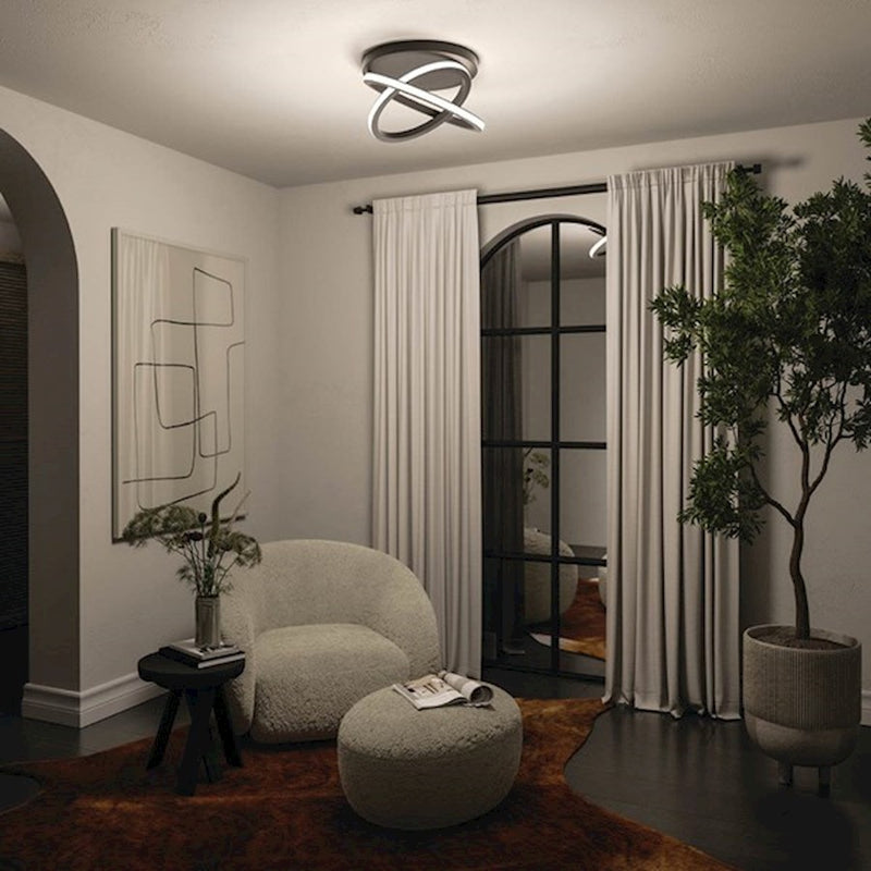Kichler Caputo 2-Light Flush Mount | Modern White Aluminum | Bedroom & Hallway | 17in Dia x 10.5in H, 2050 Lumens | Model 84321WH