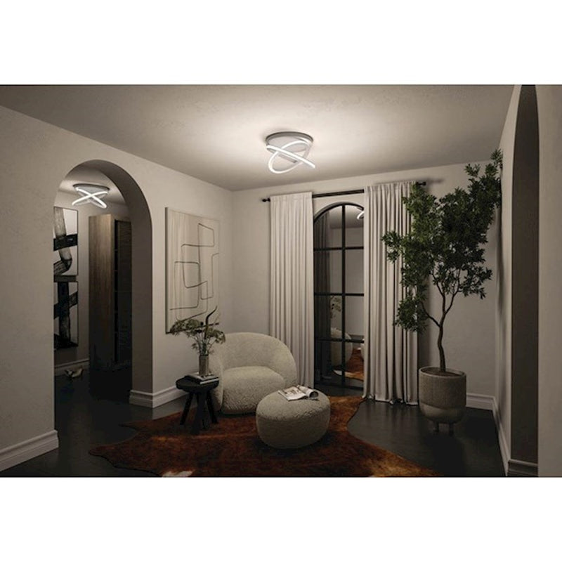Kichler Caputo 2-Light Flush Mount | Modern White Aluminum | Bedroom & Hallway | 17in Dia x 10.5in H, 2050 Lumens | Model 84321WH