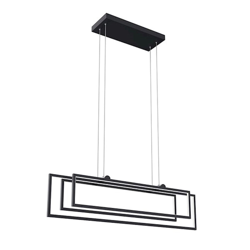 Kichler Jestin 38in 3-Light Linear Chandelier | Matte Black Steel | Kitchen Island & Dining Room | 38 x 6 x 9 in | Model 84322MBK