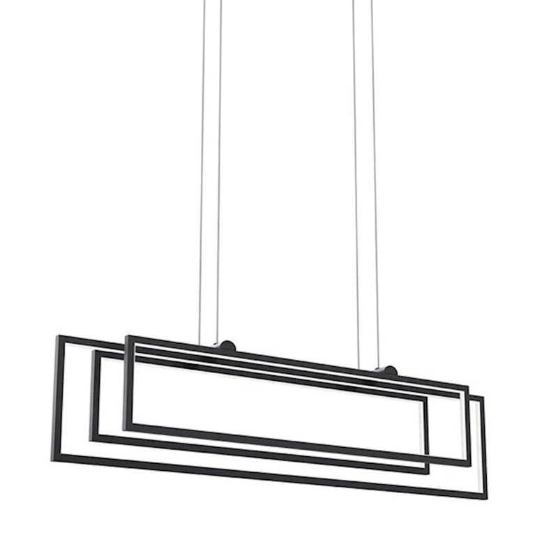 Kichler Jestin 38in 3-Light Linear Chandelier | Matte Black Steel | Kitchen Island & Dining Room | 38 x 6 x 9 in | Model 84322MBK