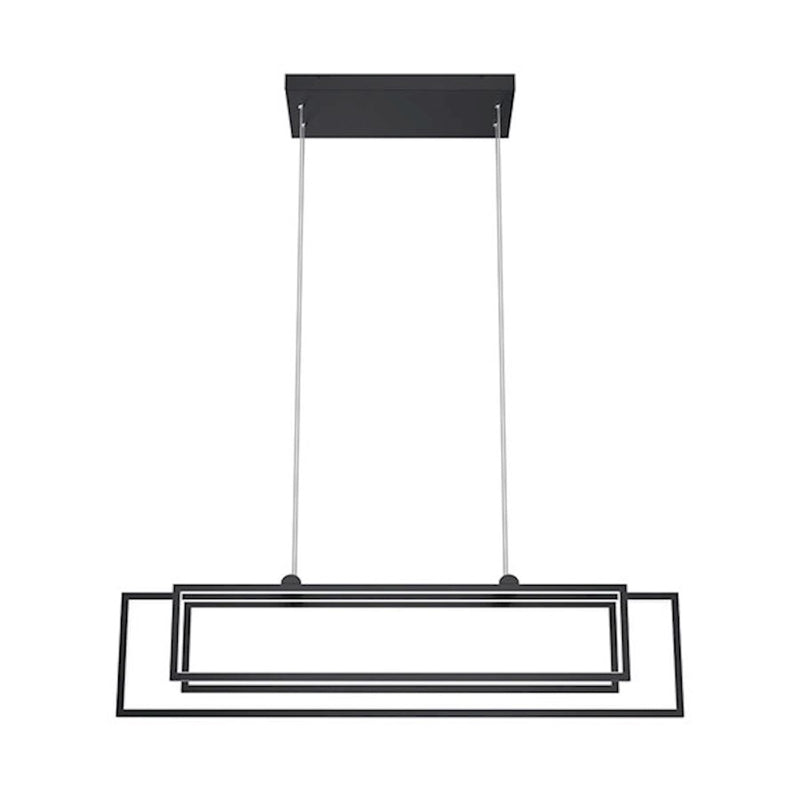 Kichler Jestin 38in 3-Light Linear Chandelier | Matte Black Steel | Kitchen Island & Dining Room | 38 x 6 x 9 in | Model 84322MBK