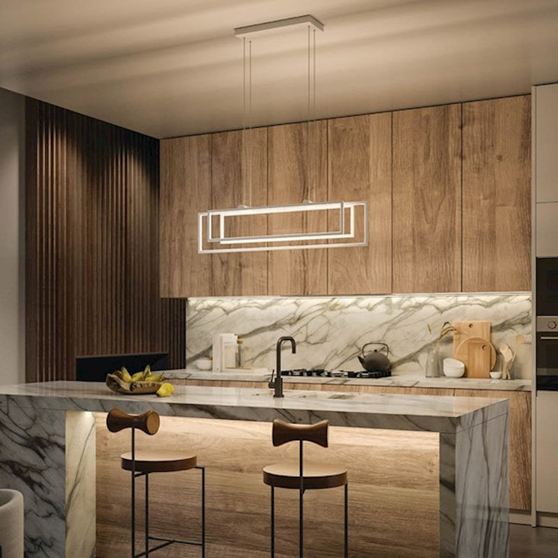 Kichler Jestin 38in 3-Light Linear Chandelier | Matte Black Steel | Kitchen Island & Dining Room | 38 x 6 x 9 in | Model 84322MBK