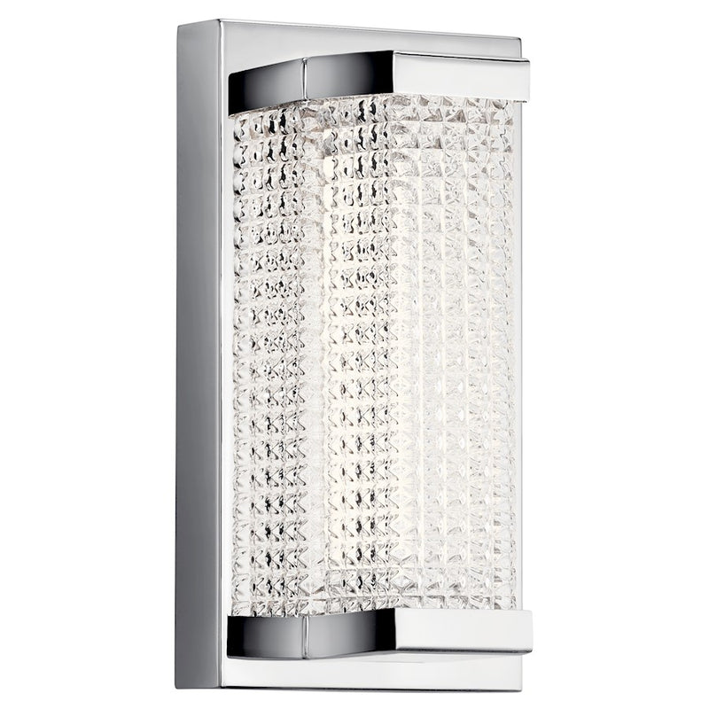 Kichler LED Wall Sconce | Contemporary Chrome Steel | Hallway & Bathroom Accent Light | 5 x 3.5 x 9.5 in, Damp Rated | Model 85081CH
