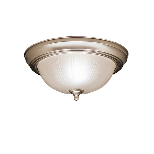 Kichler 12in 2-Light Flush Mount | Transitional Brushed Nickel and Satin Etched Glass | Hallway & Bedroom | 11.5 x 6 in | Model 8653NI