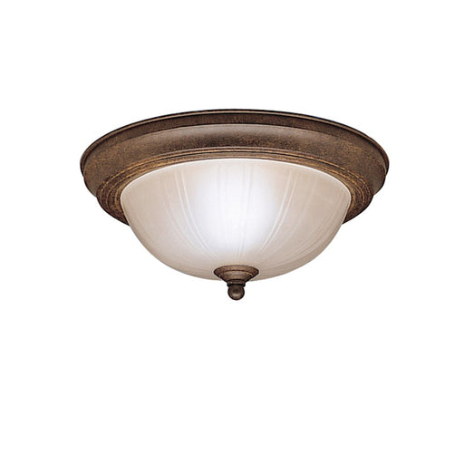 Kichler Flush Mount 2Lt 11.5x6", Tannery Bronze, Satin Etched