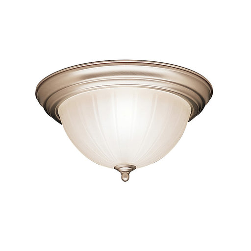 Kichler 2-Light Flush Mount Ceiling Light | Transitional Brushed Nickel and Satin Etched Glass | Hallway & Bedroom | 13.25 x 5.5 in | Model 8654NI