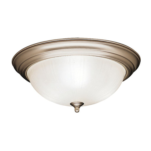 Kichler Hastings 15in 3-Light Flush Mount | Transitional Brushed Nickel and Satin Etched Glass | Bedroom & Hallway | 15.25 x 6.25 in | Model 8655NI