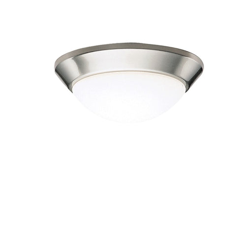 Kichler Ceiling Space 10in 1-Light Flush Mount | Contemporary Brushed Nickel and Etched Opal Glass | Hallway & Bedroom | 10 x 4.25 in | Model 8880NI