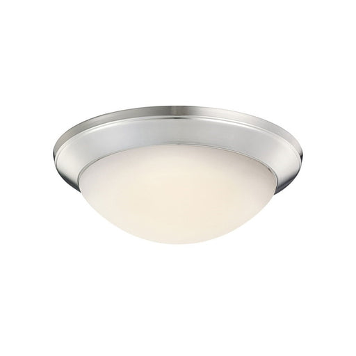 Kichler 14in 1-Light Flush Mount | Brushed Nickel and Satin Etched Cased Opal Glass | Hallway & Bedroom | 14 x 5 in | Model 8881NIL18