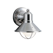 Kichler Seaside 1-Light Outdoor Wall Sconce | Brushed Nickel Aluminum | Covered Patio & Entryway | 6 x 7.5 in, Wet Rated | Model 9021NI