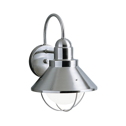 Kichler Seaside 12in 1-Light Outdoor Sconce | Rustic Brushed Nickel and Clear Glass | Covered Patio & Entryway | 8 x 12 in | Model 9022NI