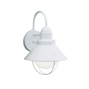 Kichler Seaside 8in 1-Light Outdoor Wall Lantern | White Aluminum with Stainless Steel | Entryway & Patio | 8 x 9 x 12 in | Model 9022WH