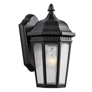 Kichler Courtyard 6in 1-Light Outdoor Wall Lantern | Traditional Textured Black and Clear Seeded Glass | Covered Patio & Entryway | Model 9032BKT