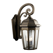 Kichler Courtyard 22in 3-Light Outdoor Wall Sconce | Traditional Rubbed Bronze and Clear Seeded Glass | Covered Patios & Entryways | Model 9034RZ