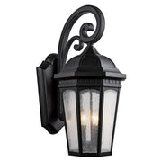 Kichler Courtyard 26in 3-Light Outdoor Wall Lantern | Traditional Textured Black and Clear Seeded Glass | Covered Patio & Entryway | Model 9035BKT