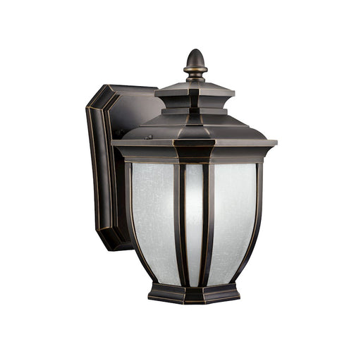 Kichler Salisbury 1-Light Outdoor Wall Sconce | Transitional Rubbed Bronze Aluminum and White Linen Glass | Entryway & Covered Patio | Model 9039RZ