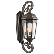 Kichler Courtyard 40in 3-Light Outdoor Wall Lantern | Traditional Rubbed Bronze and Clear Seeded Glass | Patio & Porch | Model 9060RZ