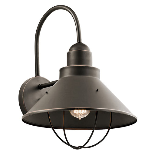 Kichler Seaside 1-Light Outdoor Wall Lantern | Rustic Olde Bronze Aluminum | Covered Patio & Entryway | 12 x 16.5 x 13.5 in | Model 9142OZ
