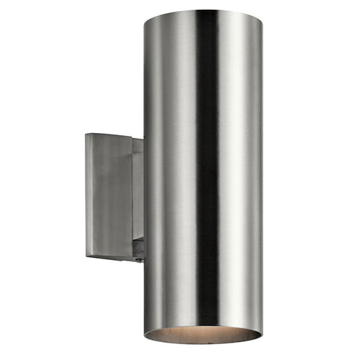 Kichler Wall Cylinder 12in 2-Light Outdoor Sconce | Brushed Aluminum Aluminum | Covered Patio | 4.75 x 12 x 7 in | Model 9244BA