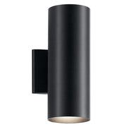 Kichler 2-Light Outdoor Wall Sconce | Contemporary Black | Covered Patio & Entryway | 7 x 5 x 12 in, Damp Rated | Model 9244BK