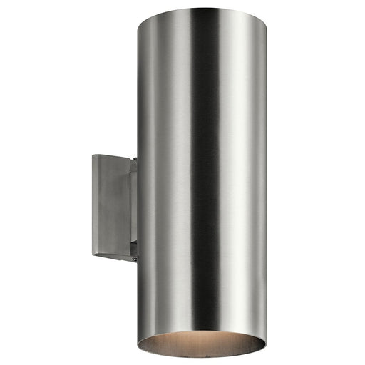 Kichler 9246BA 15in 2-Light Outdoor Wall Sconce | Contemporary Brushed Aluminum | Covered Patio & Entryway | 6 x 15 x 8.5 in | Model 9246BA