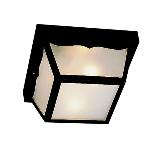 Kichler Outdoor Plastic 8.5in 1-Light Flush Mount | Utilitarian Black and Frosted Glass | Covered Patio & Entryway | 8.5 x 5 in | Model 9320BK