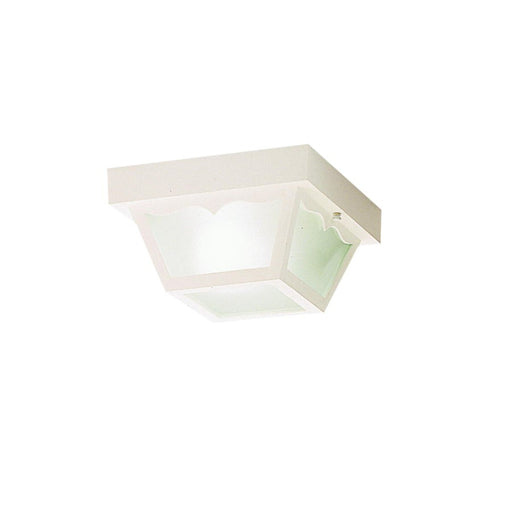 Kichler Outdoor Plastic 8in 1-Light Flush Mount | Utilitarian White and Frosted Glass | Covered Patio & Entryway | 8.5 x 5 in | Model 9320WH