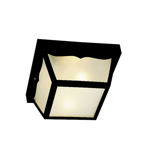 Kichler Outdoor Plastic 2-Light Flush Mount | Utilitarian Black Polypropylene and Frosted Glass | Covered Patio & Entryway | Model 9322BK