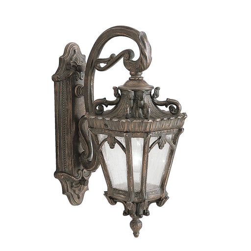 Kichler Tournai 18in 1-Light Outdoor Wall Sconce | Traditional Londonderry Cast Aluminum and Clear Seeded Glass | Covered Patios | Model 9356LD