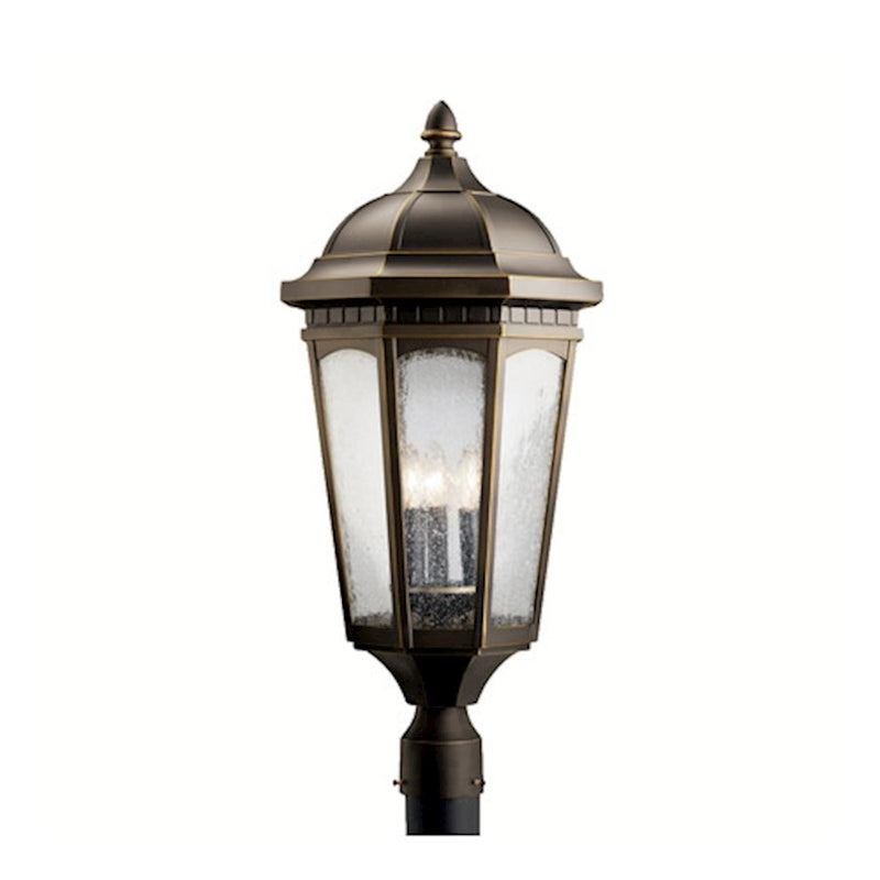 Kichler Courtyard 27in 3-Light Outdoor Post Light | Traditional Rubbed Bronze Aluminum | Garden & Driveway | 12.25 x 27 in | Model 9533RZ