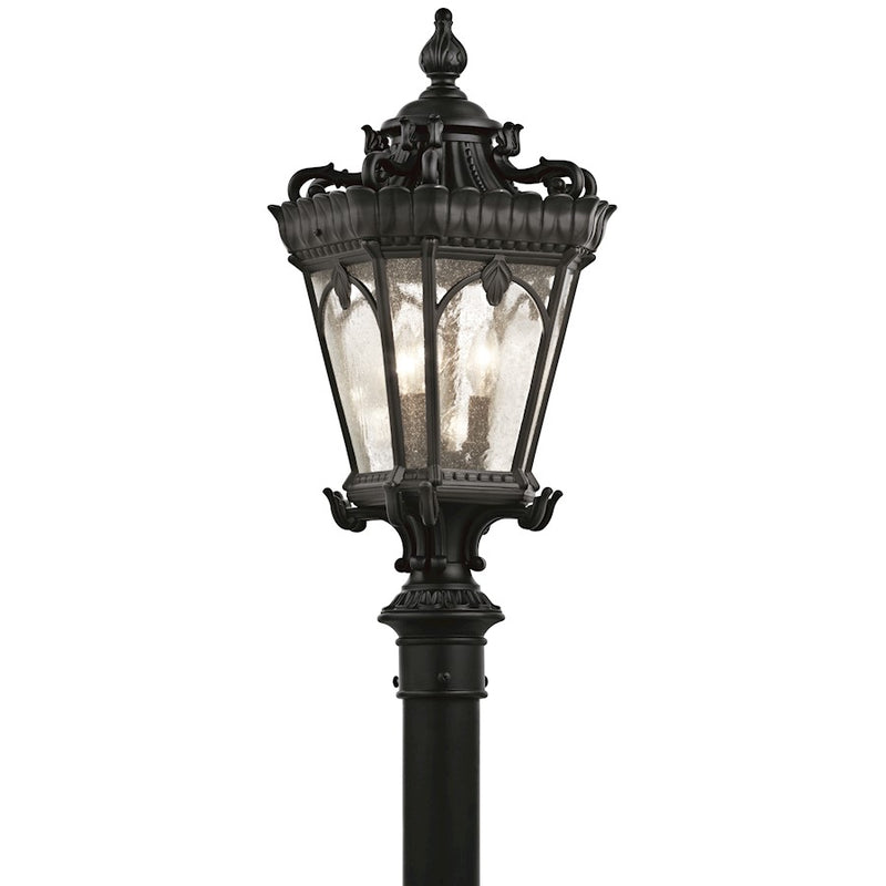 Kichler Tournai 27in 3-Light Outdoor Post Light | Textured Black Cast Aluminum | Patio & Garden | 12 x 27 in | Model 9558BKT